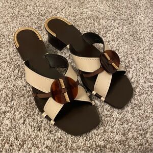 Tory Burch Elegant Cream and Brown Women's Sandals